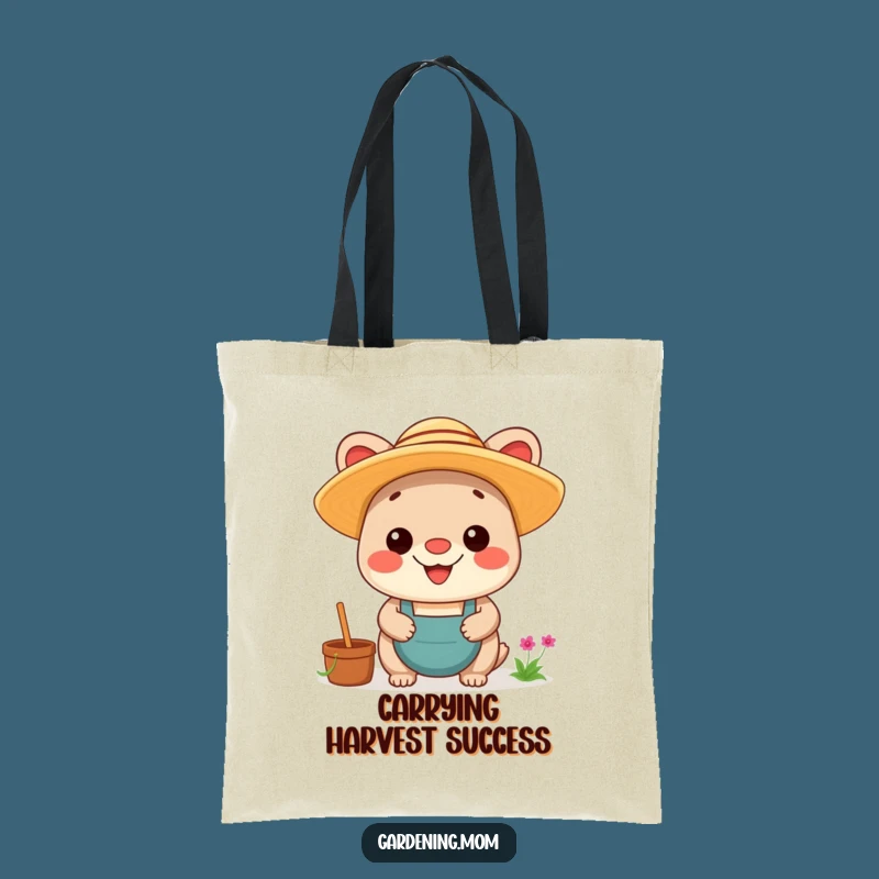 Funny Kawaii Gardening Animal Tote: Proud Straw Hat Carry-All, Practical Gift